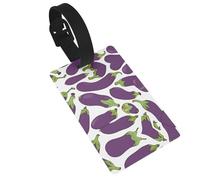 Cartoon Eggplant Print 5pcs Luggage Tags for Suitcases,Cute Suitcase Tag Identifiers for Baggage Tag for Cruise Airport Travel PVC