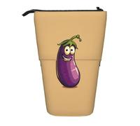 Cartoon Eggplant Print Adjustable Pencil Case Versatility Office Pouch Pen Holder Gift Daily Supplies