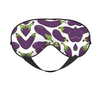Cartoon Eggplant Print Satin Sleep Mask & Eye Mask | Deep Dream Sleep Masks for Women & Men | Soft Sleeping Eye Mask to Nourish Skin