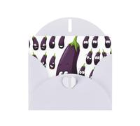Cartoon Eggplant Printing Blank Pearl Paper Greeting Card,Unique Notecards Designs, Envelopes For Thank You, Invitations