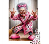 Cartoon Elderly Woman Jigsaw Puzzle for Adults 1000 Piece Jigsaw Puzzle Home Cleaning Relaxing Focus Family Decor Gift 52x38cm/1000pcs