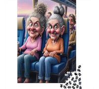 Cartoon Elderly Women 1000 Pc Jigsaw Puzzle Stressful Workers Anxiety Relief Home Wall Art Cognitive Training 38x26cm/1000pcs