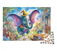 Cartoon Elephant 1000 Piece Cartoon Elephant in Cozy Kitchen Jigsaw Puzzle for Adults And Kids Family Educational Games 1000 Pieces Beautiful Decoration Birthday Gifts 70x50cm/1000pcs