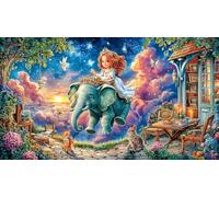 Cartoon Elephant 1000 Piece Jigsaw Puzzle - Recycled Paper Educational Decompression Gift for Adults Kids 38x52/1000pcs
