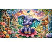 Cartoon Elephant 1000 Piece Jigsaw Puzzle - Recycled Paper Educational Decompression Gift for Adults Kids 75x50/1000pcs