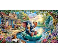 Cartoon Elephant 1000 Piece Puzzle for Adults - Recycled Paper Fun Present & Challenging Family Game 75x50/1000pcs