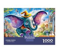 Cartoon Elephant 1000 Pieces Extra-Thick Cardboard DIY Jigsaw Puzzle, Cognitive Development & Rehabilitation Puzzle, Leisure Activity, Premium Quality Puzzle 52x38cm/1000pcs