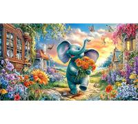 Cartoon Elephant Adult Jigsaws 1000 Piece - Hard Difficult Challenging Game Home Activity Gift 38x26/1000pcs