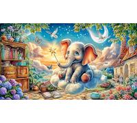 Cartoon Elephant Adult Jigsaws 1000 Piece - Hard Difficult Challenging Game Home Activity Gift 75x50/1000pcs