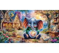 Cartoon Elephant Adult Jigsaws 1000 Piece - Hard Difficult Challenging Game Home Activity Gift 75x50/1000pcs
