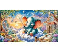 Cartoon-Elephant Adult Jigsaws 1000 Pieces Puzzle Game Fun Present & Activity for Home for Adults and Kids Age 12 Years Up Educational Games 38x26/1000pcs