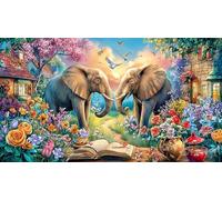 Cartoon Elephant Adult Jigsaws Puzzle 1000 Pc - Educational Decompression Great Gift Idea for Adults 75x50/1000pcs