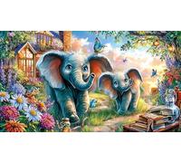 Cartoon-Elephant Adult Jigsaws Puzzle 1000 Piece Educational Games Fun Present & Activity for Home Challenging Puzzles for Relaxation, Creativity & Gift Giving 38x52/1000pcs