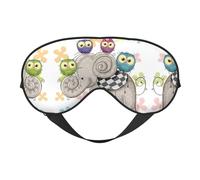 Cartoon Elephant and Owls Floral Print Sleep Mask Eye Masks Blindfold Eye Cover Eyeshade for Night Sleeping Travel Airplane Ues