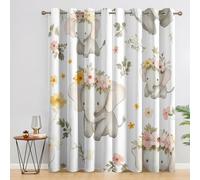 Cartoon Elephant Blackout Curtains, 54 Drop, Kids Cute Animal Printed Curtains for Living Room, Bedroom, Eyelet Drapes for Window Home Decor, 46x54 Inch 2 Panels (1G1-118)