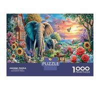 Cartoon Elephant Jigsaw Puzzle Animal 1000 Pieces for Couples Logic Skill Party Puzzle Gift for Collectors 52x38cm/1000pcs