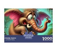 Cartoon Elephant Mouse 1000 Pc Puzzle Game for Men Women - Crazy Elephant Monster Jungle The Whole Family Activity Educational Game Challenge38x26cm/1000pcs