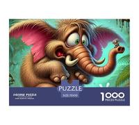 Cartoon Elephant Mouse 1000 Piece Recycled Paper Puzzle -Crazy Elephant Monster Jungle Puzzles for Adults Gifts Educational Game Challenge Wall Decor70x50cm/1000pcs