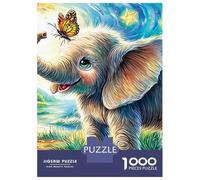 Cartoon Elephant Premium Cardboard 1000-Piece Elephant by Sunflowers Adult Jigsaws, Challenging Educational Game, Gift & Holiday Activity, Stress Relief for Family & Couples 70x50cm/1000pcs