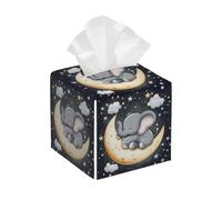 Cartoon Elephant Sleeping On The Moon Tissue Storage Tissue Holder Box Portable Refined Napkin Dispenser For Night Stands Vanity Bedroom