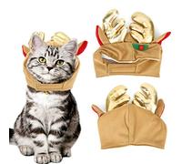 Cartoon Elk Pet Hat for Dogs & Cats | Breathable Polyester Sunshade Hat | Cute Costume Accessory for Small Pets/Puppies/Kittens | Adjustable Neck Strap, Sizes S/M/L (2)