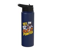 Cartoon English Hunting Dog Yes, I'm with the Crazy Pointer Stainless Steel Insulated Water Bottle
