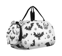 Cartoon Evil Black Halloween Bat Monsters Girl's Gym Duffel Bag with Shoes Compartment Lightweight Carry On Overnight Bag for Boys and Girls