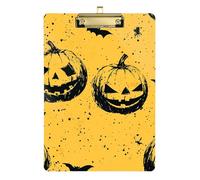 Cartoon Evil Halloween Orange Pumpkin Acrylic Doctors clipboard Standard Letter A4 Size Acrylic Cute for Soccer Truck Driver Gold 12x9in Tabla para escribir