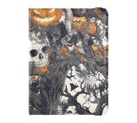 Cartoon Evil Halloween Orange Pumpkin Skull Leather travel wallet womens passport holder for travel Wallet Combo Passport Case for women Waterproof