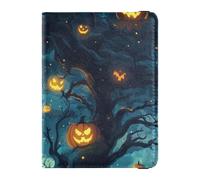 Cartoon Evil Yellow Halloween Pumpkin Leather Passport and Vaccine Card Wallet Combo Vaccine Case Protector Cover Passport Cover Holder Wallet Case Ultra Slim, Cartoon evil yellow Halloween pumpkin,