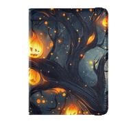 Cartoon Evil Yellow Halloween Pumpkin Leather Passport Card Holder Cover Combo Travel Passport Wallet With Vaccination Card Slot Passport Holder Case Waterproof, Cartoon evil yellow Halloween pumpkin,