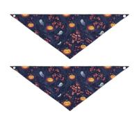 Cartoon Evil Yellow Halloween Pumpkin Seasonal Dog Bandanas Snap Button Scarf Handkerchief Cute Pet Holiday Set for Dogs Cats 2 Pack