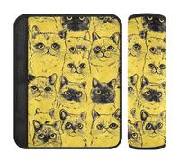 Cartoon Exotic Cats Yellow 2 Pack Seatbelt pad Release Stress to Your Neck and Shoulders for Backpack accesorios para carro