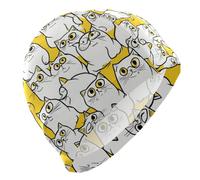 Cartoon Exotic Cats Yellow Swim Hats for Beginners Short Hair Waterproof caps for Swimming Hair Protection and Drag Reduction Gorras para natacion Mujer