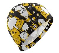 Cartoon Exotic Cats Yellow Waterproof Swim for Men Short Hair Waterproof Swim caps for Women Swimming Hair Protection and Drag Reduction Gorras de natacion para Mujer