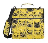 Cartoon Exotic Shorthaircats Yellow 1.5 Inch 3 Ringing Zipper Binder Organizer with Handle Multi-Pocket Portable Portfolio for Middle School