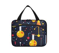 Cartoon Experimental Black Hanging Makeup Bag with compartments with Hook, Designer Chic Shave kit for Ladies Cruises maleta para maquillaje L