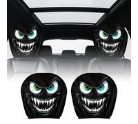 Cartoon Eyes Headrest Covers Set For Car Front Seats Funny And Cute Seat Protectors Universal Fit Vehicle Interior (A, 26x28cm)