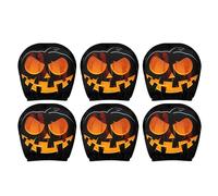 Cartoon Eyes Headrest Protector Funny Evil Pumpkin Design Breathable Polyester Fabric General Size Car Couple Car Accessories Headrest Set