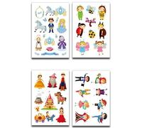 Cartoon Fairy Princess Castle Tattoo Sticker Fairy Tale Waterproof Temporary Tattoo Sticker