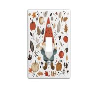 Cartoon Fall Gnomes Decorative Light Switch Cover Wall Plate 1 Gang Single Toggle, Autumn Kid Harvest Electrical Faceplate for Kitchen Bathroom, Farmhouse Switchcover Decor
