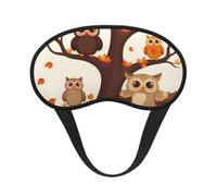 Cartoon Family Owls On The Brown Tree Blackout Sleep Mask 7.7 x 3.9 Inches | Silky Soft Blackout Breathable Eye Cover Comfortable Elasticity Sleep Aid Night Blindfold Unisex For Sleeping Travel