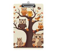 Cartoon Family Owls On The Brown Tree Clipboard Retractable Hanging Tab Clip Board Plastic Clipboard Nursing Clipboards Nurse, Doctor, Cute Design for Standard Size 12.5 X 8.5Inch