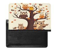 Cartoon Family Owls On The Brown Tree Passport Holder Vaccine Card Holder Waterproof Passport Wallet Travel Document Organizer for Airport Essentials