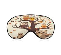 Cartoon Family Owls On The Brown Tree Sleep Mask,Adjustable Strap Sleeping Mask, Complete Light Blocking Sleep Shade Cover,Soft Breathable Comfortable Blindfold for Women and Men