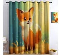 Cartoon Fantasy Animal Fox Blackout Curtains For Bedroom 3D Print Thermal Insulated Noise Reducting Eyelet Curtain Drapes 2 Panels For Living Room Kids Room Curtains Multicolor W52 X L63 Inch