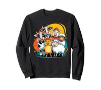 Cartoon Farm Animals Group with Cows Pig and Sheep Sweatshirt