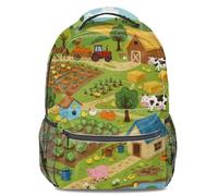 Cartoon Farm Fun Kids Backpack 3D Printed Animal Countryside Landscape Schoolbag (print 2)