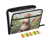 Cartoon Ferret Animal River Multi Pocket Folder 13 Pockets A4 Letter Size with Zipper Closure for Office Folders