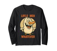 Cartoon figure shrugs off life with a big smile and meh Long Sleeve T-Shirt